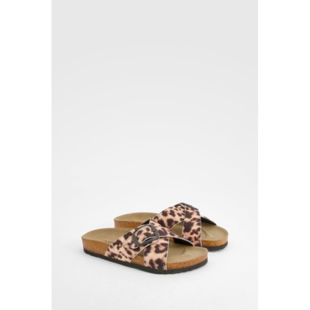Leopardenprint Sandalen Mit Überkreuzten Riemchen - 37, Leopard