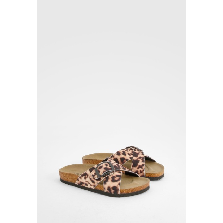 Leopardenprint Sandalen Mit Überkreuzten Riemchen - 37, Leopard