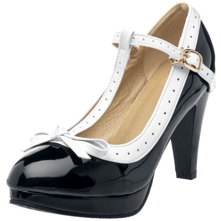 Belsira - Rockabilly High Heel - Retro Pumps - EU37 bis EU41 - für Damen - Größe EU37 - schwarz/weiß