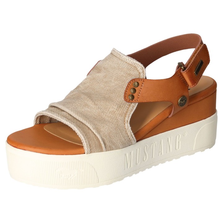 Mustang Shoes Keilsandalette, Keilsandale, Plateausandale mit Klettverschluss
