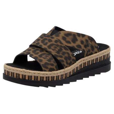 Rieker Pantolette, Keilabsatz, Sommerschuh, Schlappen mit Juteumrahmung