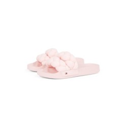 Tommy Jeans Pantolette »TJW BRAIDED SLIDE«, Sommerschuh, Flats, Schlupfschuh, geflochtene, wattierte Bandage