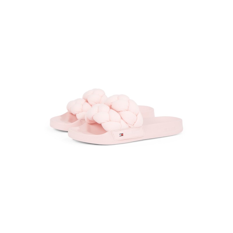 Tommy Jeans Pantolette »TJW BRAIDED SLIDE«, Sommerschuh, Flats, Schlupfschuh, geflochtene, wattierte Bandage