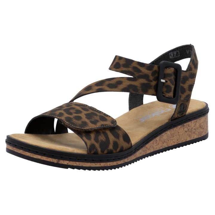 Rieker Riemchensandale, Sommerschuh, Sandalette, Keilabsatz, mit asymmetrischem Riemchen