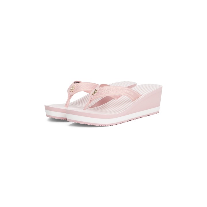 Tommy Hilfiger Dianette »TH STRIPES WEDGE BEACH SANDAL«, Zehentrenner, Sommerschuh mit gestreifter Innensohle