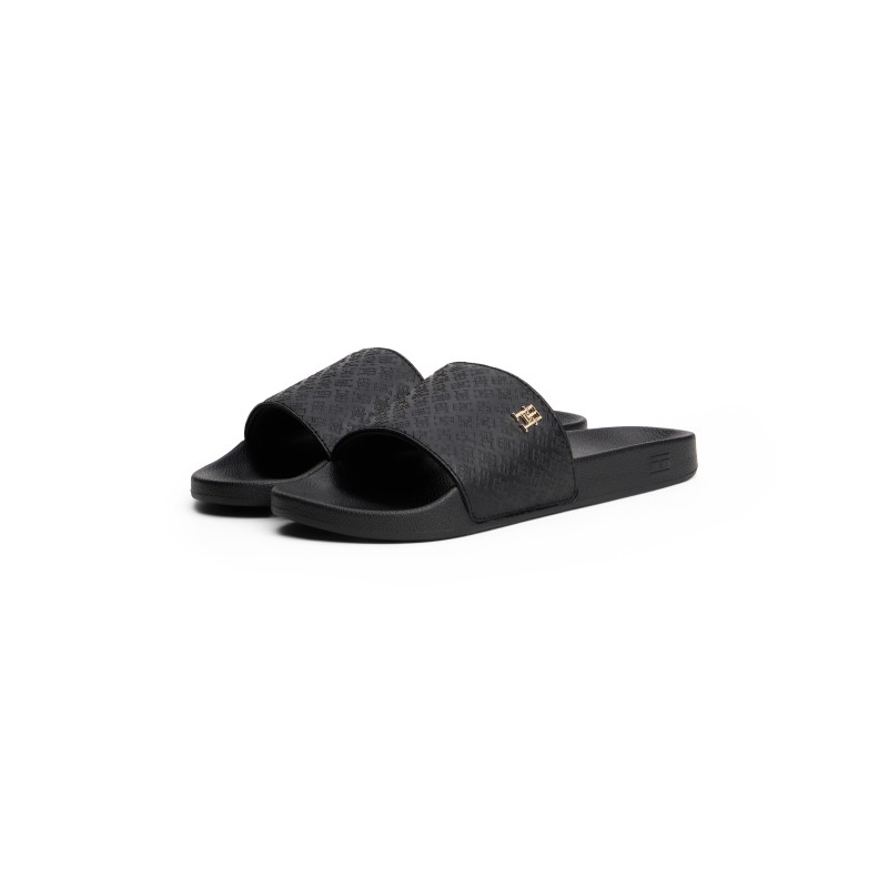 Tommy Hilfiger Pantolette »TH MONOGRAM POOLSIDE«, Bequemschuh, Sommerschuh, Schlupfschuh mit TH-Schmuckelement