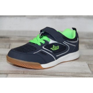 Lico LICO Jungen Klett-Sportschuh dunkelblau mit neongrünem Gummisenkel Klettschuh