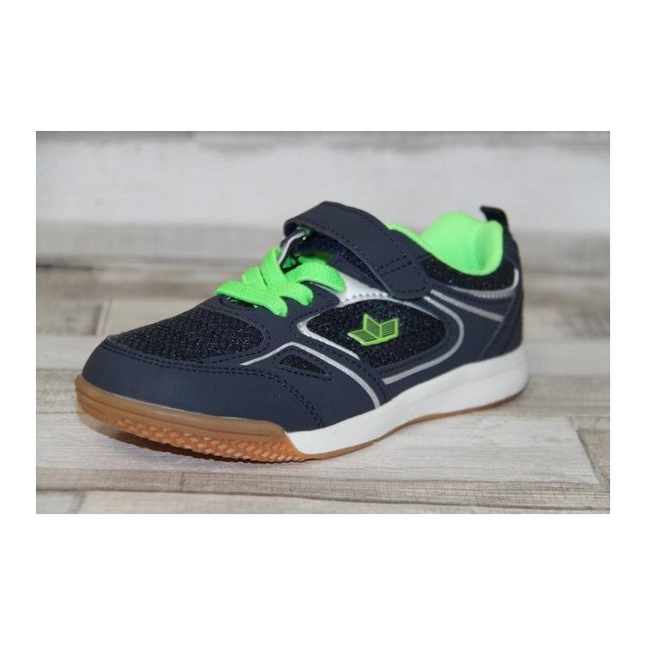 Lico LICO Jungen Klett-Sportschuh dunkelblau mit neongrünem Gummisenkel Klettschuh