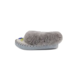 Hollert Hausschuh Damen Lammfell Hausschuhe Hannah Grau Merino Schaffell Echtleder