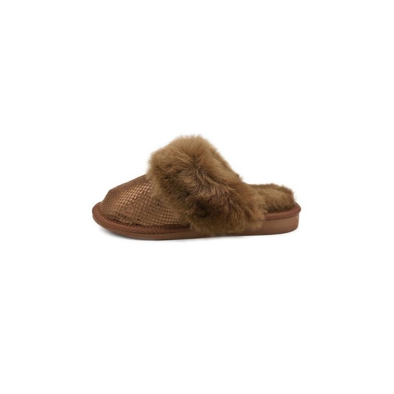Hollert Hausschuh Damen Lammfell Hausschuhe Arielle Braun Merino Schaffell Echtleder