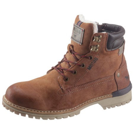 Mustang Shoes Winterboots, Schnürboots, Stiefelette, Workerboots, Kontrastbesatz, Logo-Aufnäher