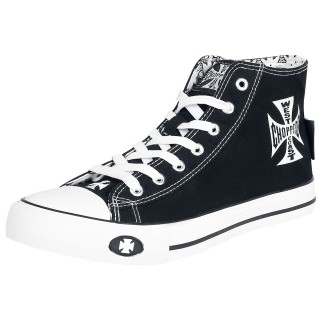 West Coast Choppers - Rockabilly Sneaker high - Iron Cross - EU40 bis EU46 - für Männer - Größe EU40 - schwarz/weiß