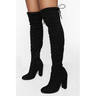 Overknee-Stiefel Mit Blockabsatz - Schwarz - 36, Schwarz