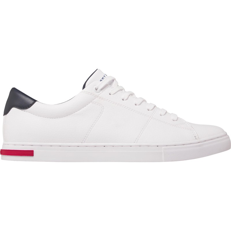 Tommy Hilfiger Sneaker "ESSENTIAL LEATHER DETAIL VUL", mit Kontrastbesatz, Freizeitschuh, Halbschuh, Schnürschuh