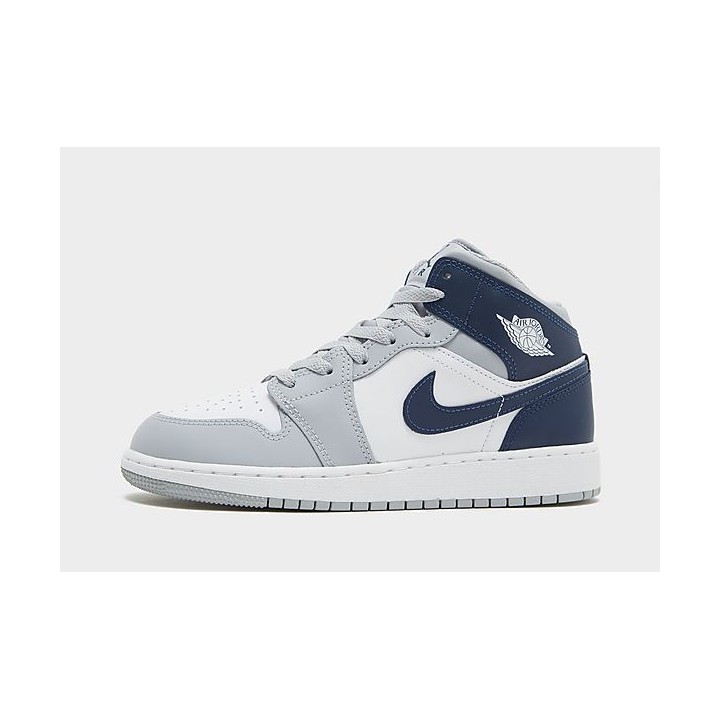 Jordan Air 1 Mid Kinder - White/Wolf Grey/Midnight Navy, White/Wolf Grey/Midnight Navy