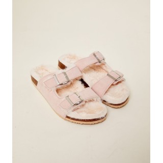 Flip-flop-hausschuhe mit kunstpelzfutter