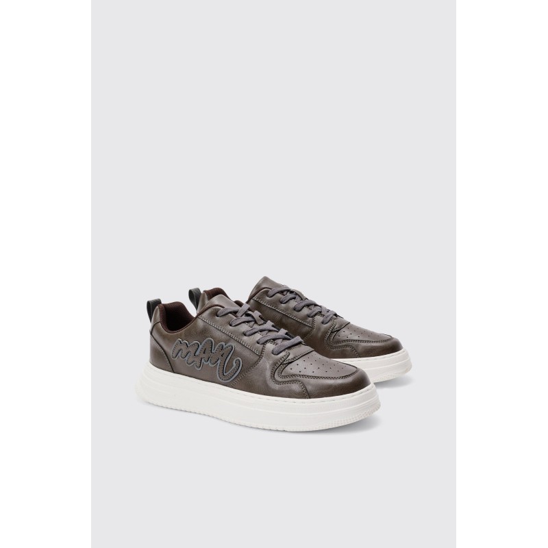 Man PU-Sneaker mit klobiger Sohle - Braun - 43, Braun