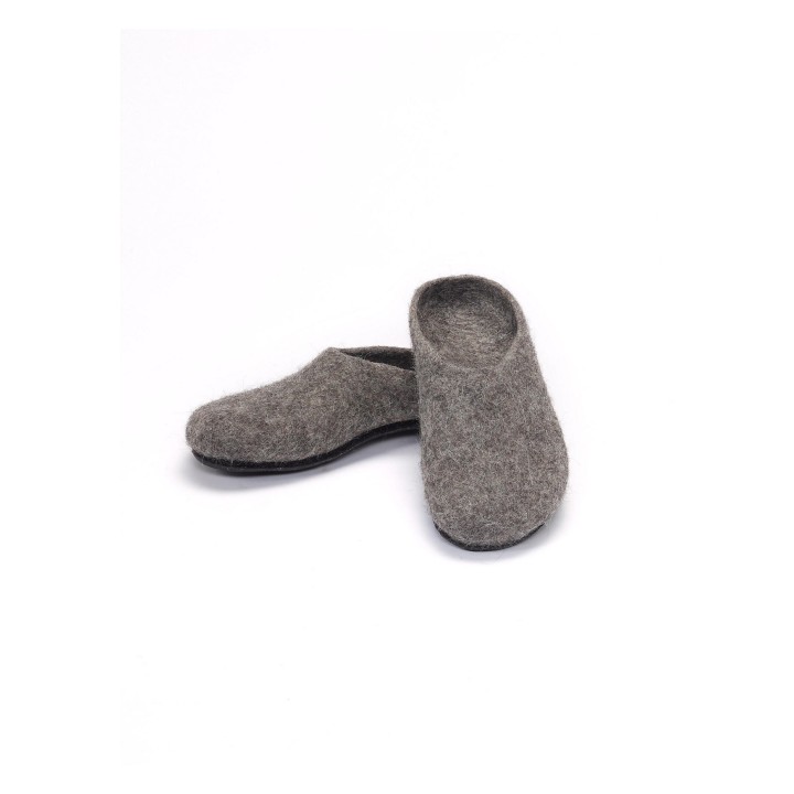 hessnatur Hausschuhe Hausschuh aus Tiroler Steinschaf-Schurwolle - grau - Größe 36