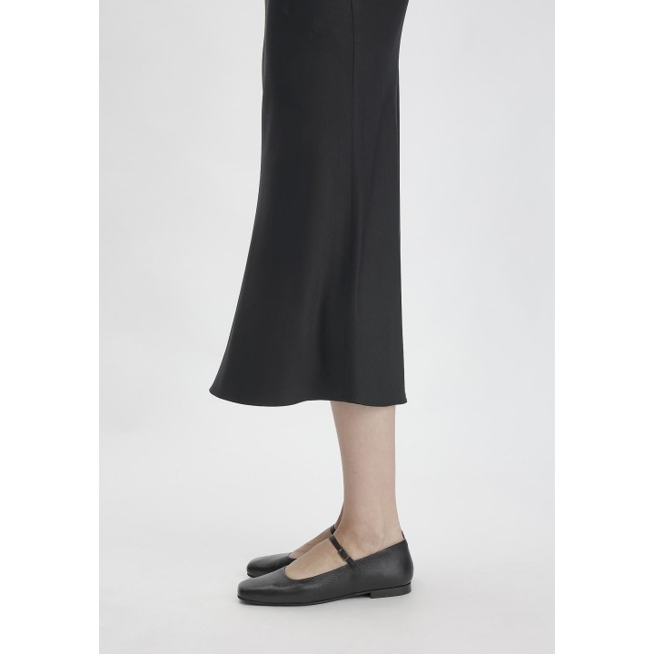 hessnatur Damen Ballerina Mary Jane aus chromfrei gegerbtem Leder - schwarz - Größe 39