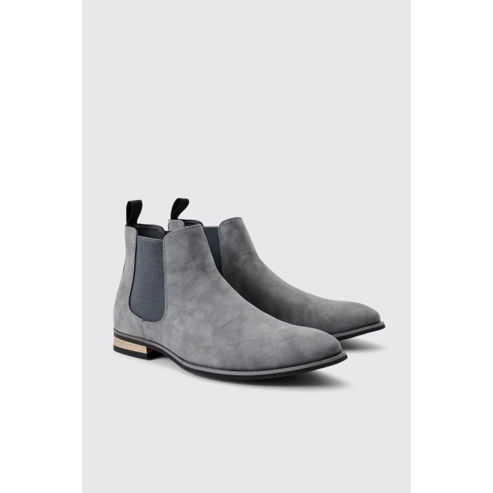 Graue Chelsea-Stiefel aus Wildleder-Imitat - 43, Grau