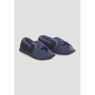 hessnatur Kinderschuhe Hausschuhe aus Schurwolle - blau - Größe 25