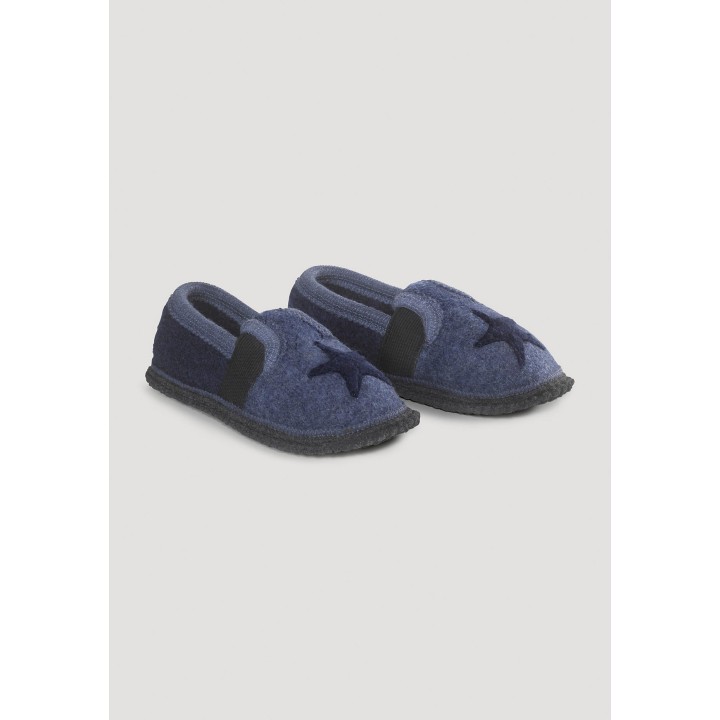hessnatur Kinderschuhe Hausschuhe aus Schurwolle - blau - Größe 25
