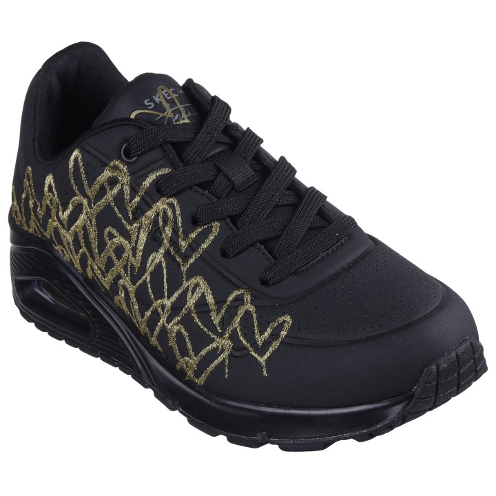 Skechers Sneaker "UNO-GOLDEN HEART", Freizeitschuh, Schnürschuh mit goldfarbenen Mylar-Stickereien
