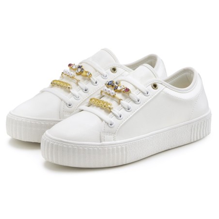 LASCANA Sneaker, aus Textil, Plateausohle, Schnürhalbschuhe, Freizeitschuhe VEGAN