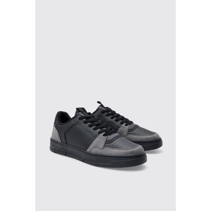 Klobige Sneaker mit Wildleder-Einsatz - Schwarz - 43, Schwarz