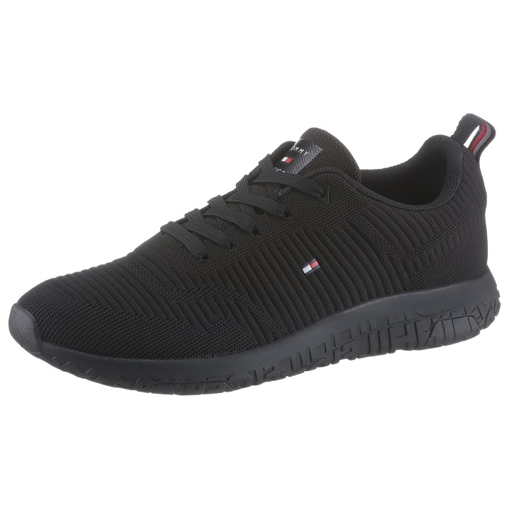 Tommy Hilfiger Sneaker "CORPORATE KNIT RIB RUNNER", mit seitlicher Logoflagge, Freizeitschuh, Halbschuh, Schnürschuh