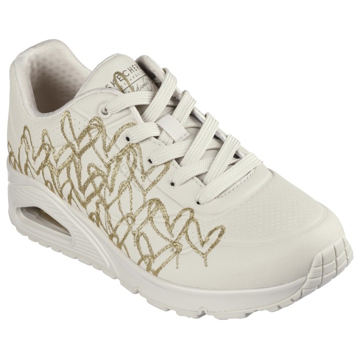 Skechers Sneaker "UNO-GOLDEN HEART", Freizeitschuh, Schnürschuh mit goldfarbenen Mylar-Stickereien