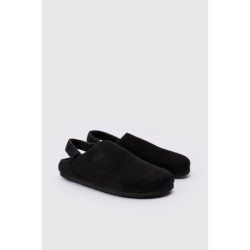 Schwarze Mules aus Wildlederimitat - 43, Schwarz