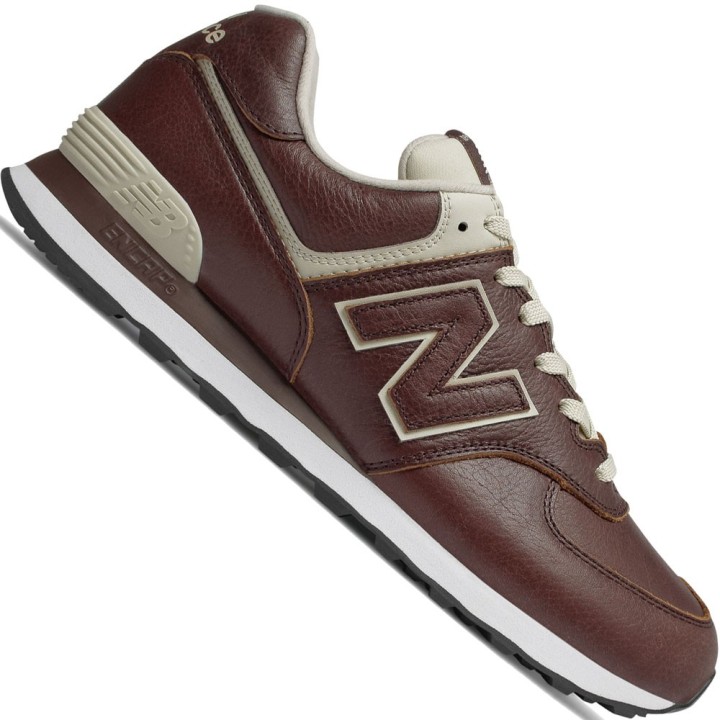 New Balance 574 Leather Herren-Sneaker Alabaster/Bordeaux