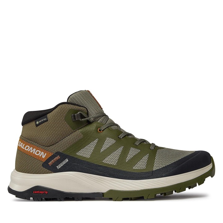 Trekkingschuhe Salomon Outrise Mid GORE-TEX L47143600 Khakifarben