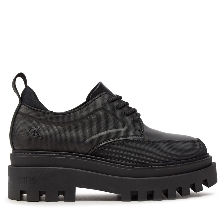 Halbschuhe Calvin Klein Jeans Flatform Laceup Derby Mg Mtl YW0YW01502 Schwarz