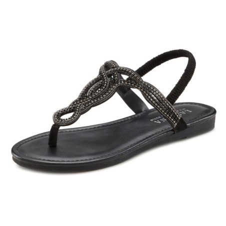LASCANA Zehentrenner, Sandale, Pantolette mit Schmucksteinen in Glitzer-Optik VEGAN