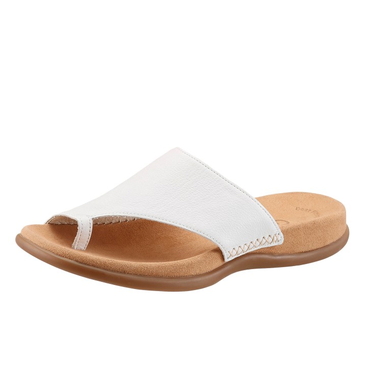 Gabor Zehentrenner, Keilabsatz, Sommerschuh, Dianette mit kontrastfarbiger Stickerei