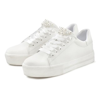 LASCANA Sneaker, mit Perlen, Schnürhalbschuhe, Freizeitschuhe, VEGAN