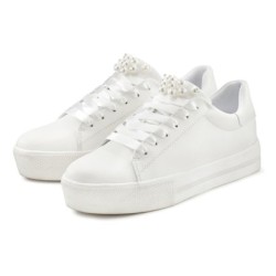 LASCANA Sneaker, mit Perlen, Schnürhalbschuhe, Freizeitschuhe, VEGAN