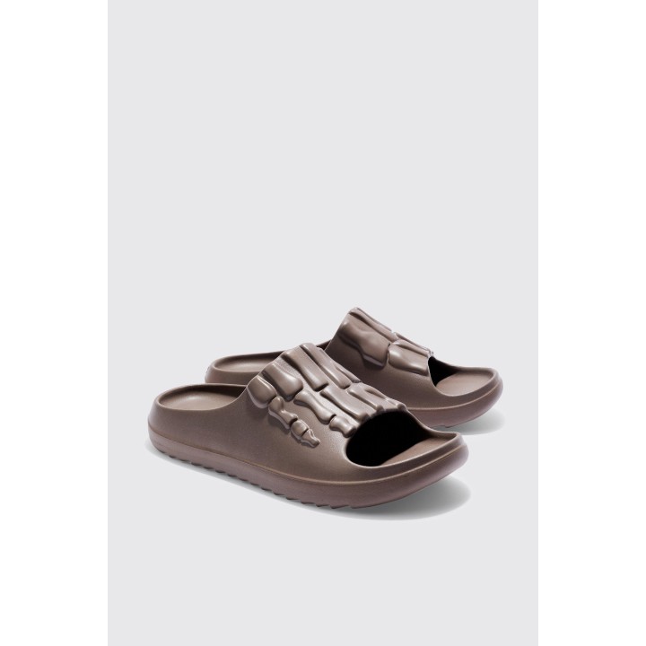 Perforierte Slides mit Skelett-Print - Braun - 42, Braun