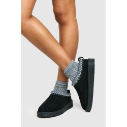 Kuschelige Bestickte Mules - Black - 36, Black