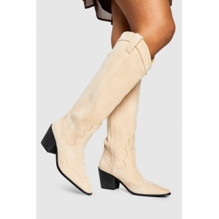 Kniehohe Western Cowboy-Stiefel Mit Absatz - Beige - 37, Beige