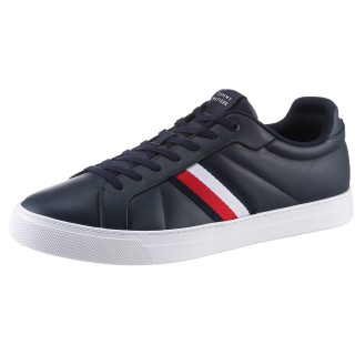 Tommy Hilfiger Sneaker "ICON COURT LTH STRIPES", Schnürschuh, Freizeitschuh, Halbschuh mit gepolstertem Schaftrand