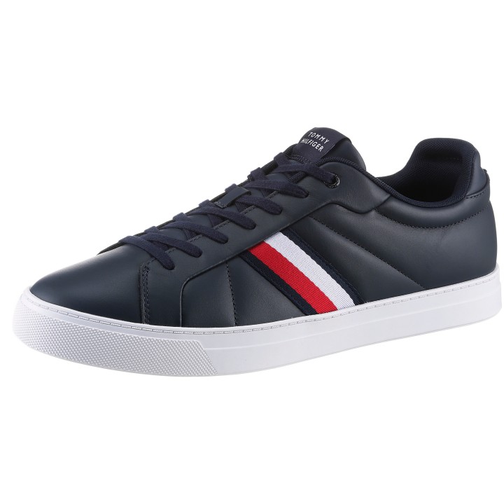 Tommy Hilfiger Sneaker "ICON COURT LTH STRIPES", Schnürschuh, Freizeitschuh, Halbschuh mit gepolstertem Schaftrand