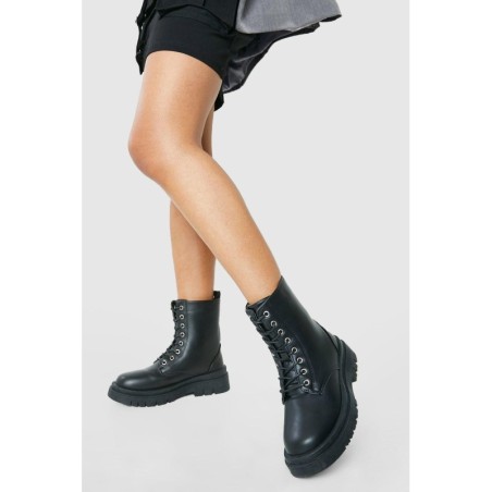 Geschnürte Wanderstiefel - Black - 37, Black