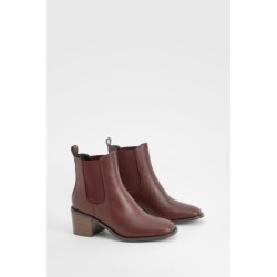 Stiefel Mit Blockabsatz Und Lasche - Oxblood - 39, Oxblood