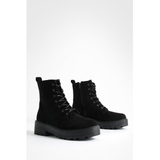 Klobige Geschnürte Stiefel - Black - 37, Black