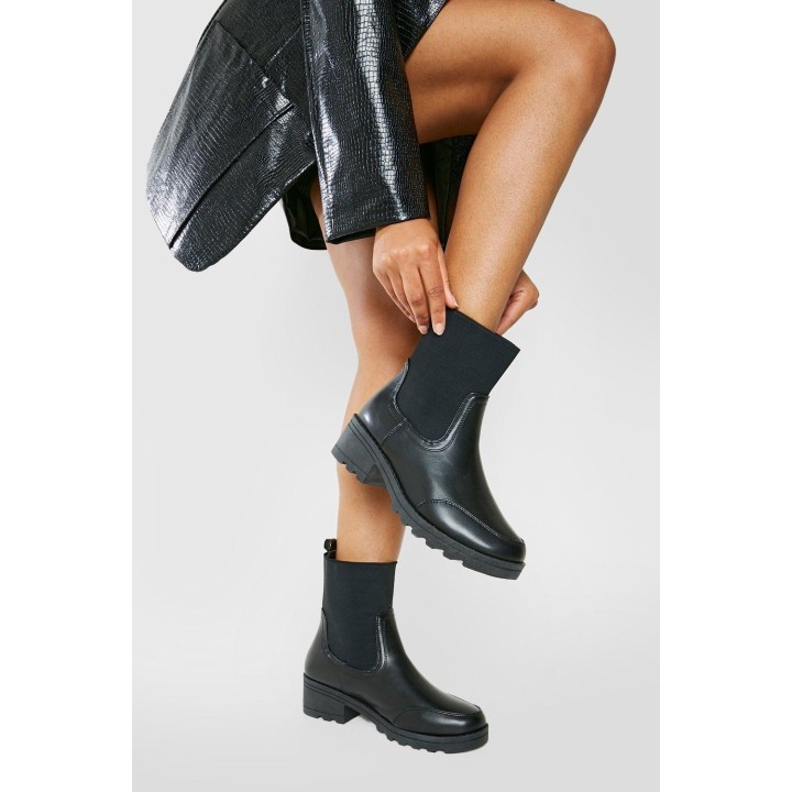 Chelsea-Stiefel Mit Elastischem Einsatz Und Blockabsatz - Black - 39, Black