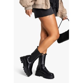 Breite Passform Chelsea-Stiefel Mit Klobiger Sohle - Black - 41, Black