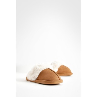 Flauschige Kunstpelz-Mules - Chestnut - 30, Chestnut